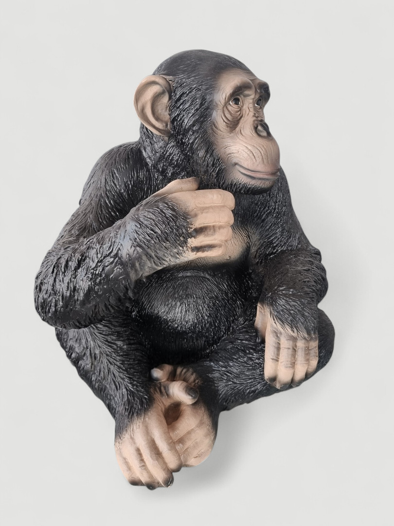 Affe Sitzender Schimpanse lebensgroße Affe Deko Figur 50 cm groß, realistische Darstellung