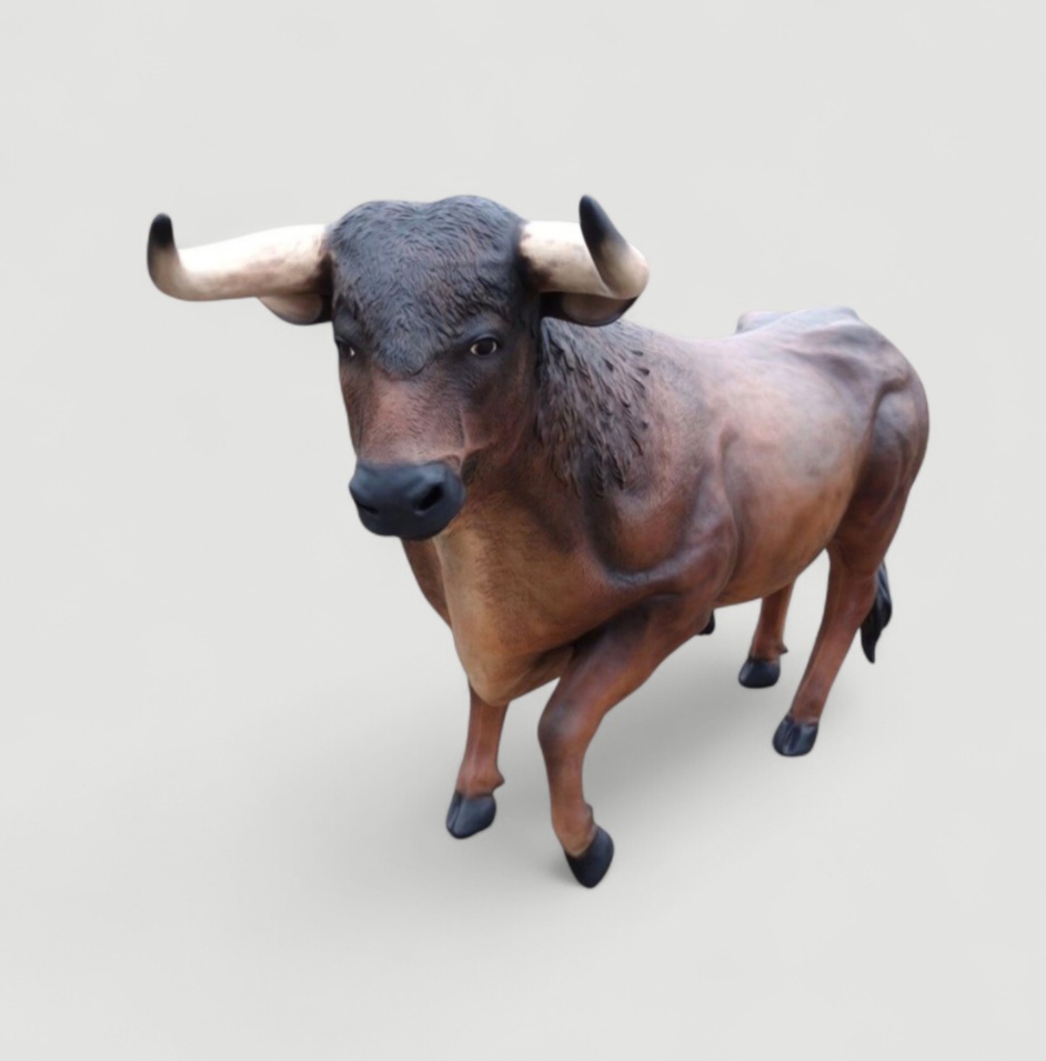 Lebensgroßer Bulle Stier Toro Tierische Deko Figur, 240 cm groß.