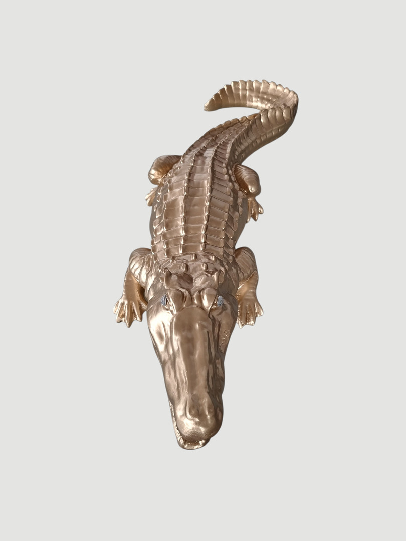 XL Krokodil Skulptur Gold – 67 cm – Elegante Deko-Figur mit luxuriösem Gold-Finish
