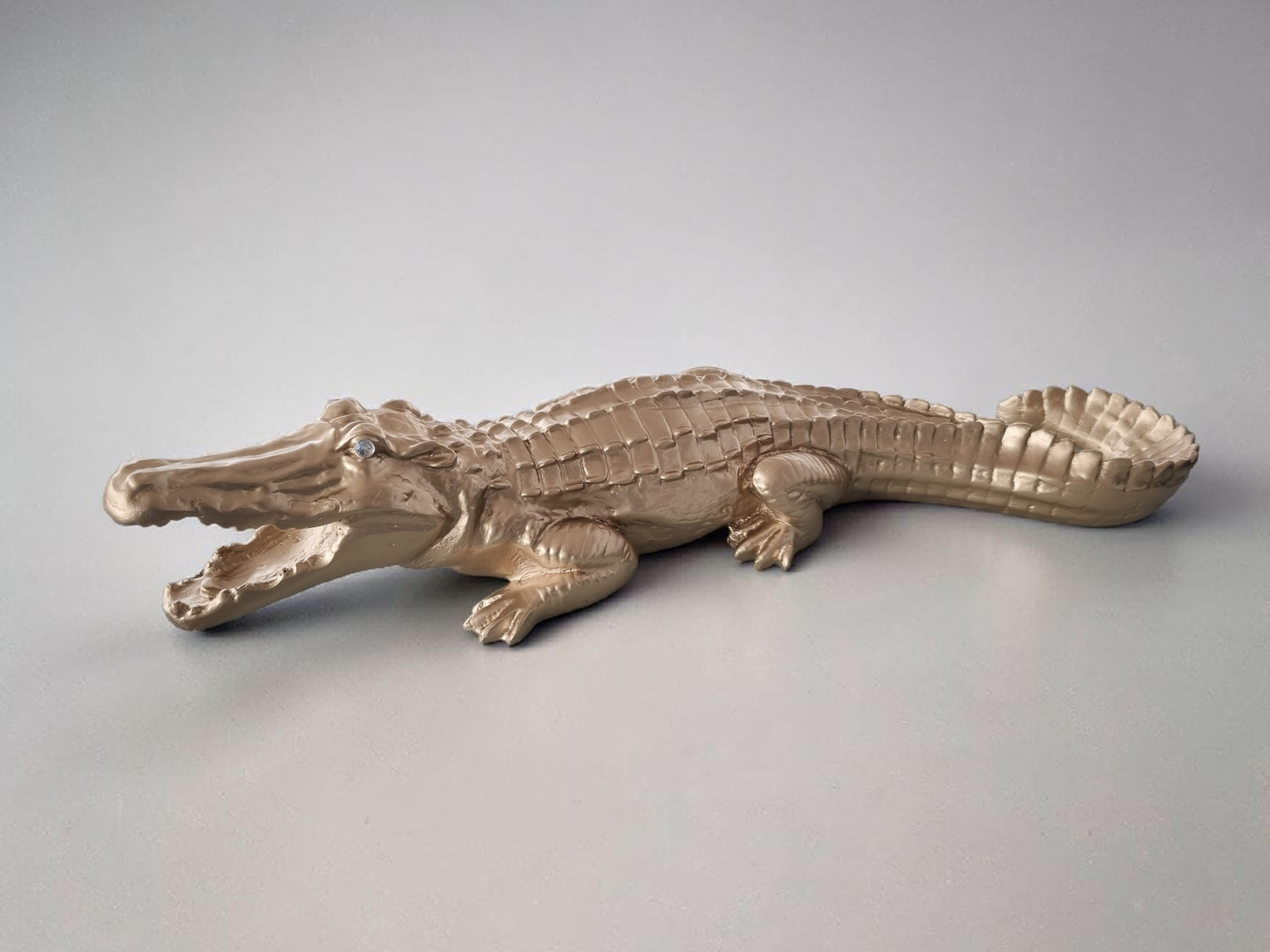 XL Krokodil Skulptur Gold – 67 cm – Elegante Deko-Figur in luxuriösem Gold-Finish