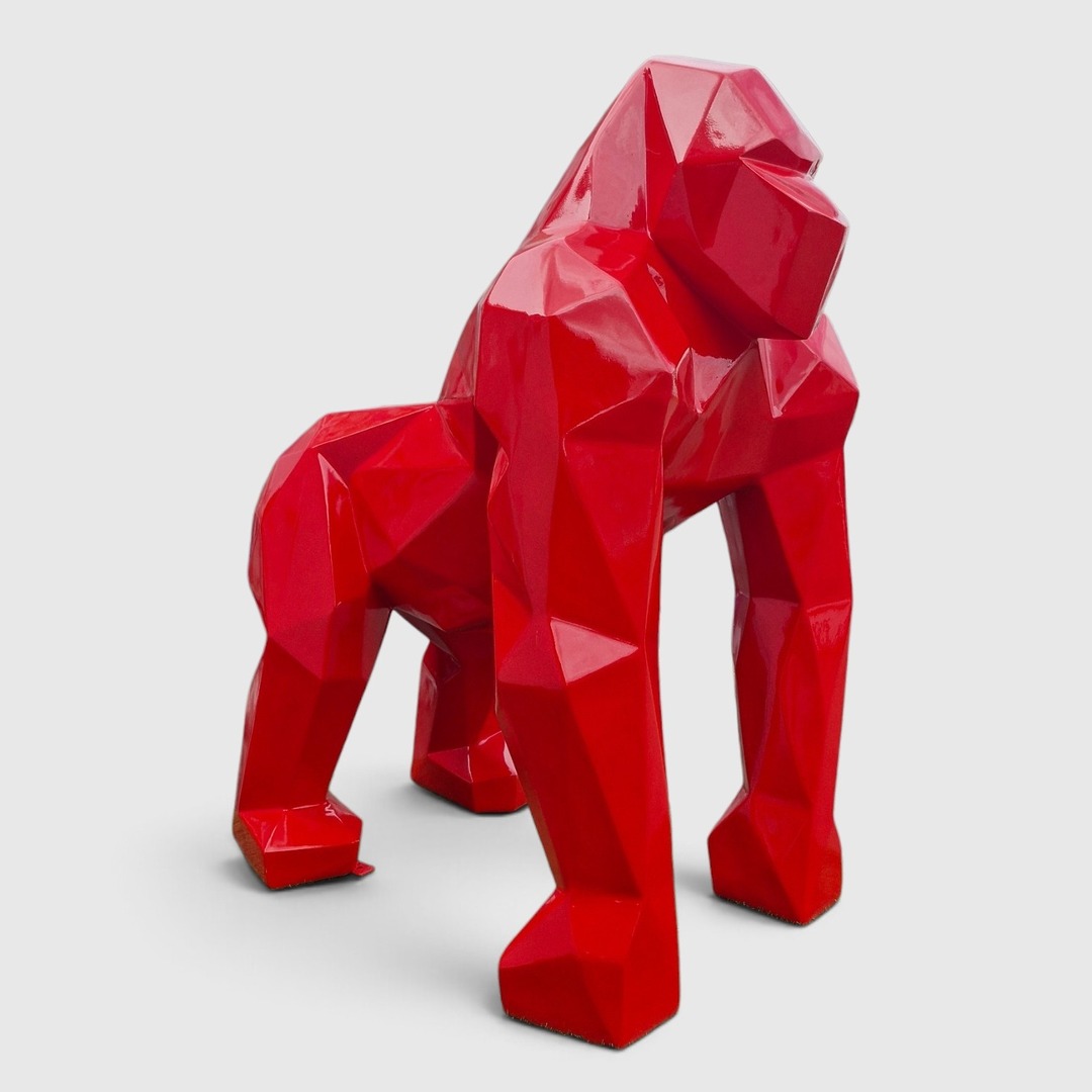 Goryl czerwony 3 d Rote polygonal Gorilla-Figur, 128 cm, modernes Design.