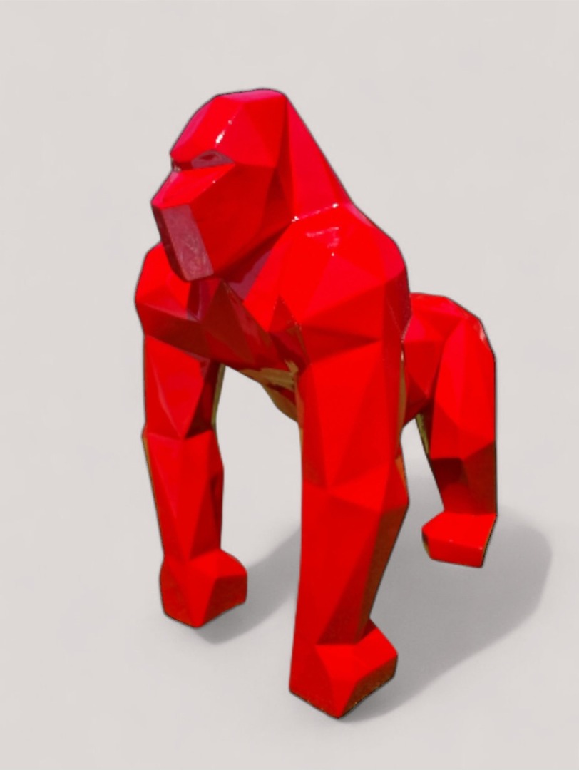 Große Gorilla Polygonal rot haus und Garten Deko Figur bei Garten-Fantasy