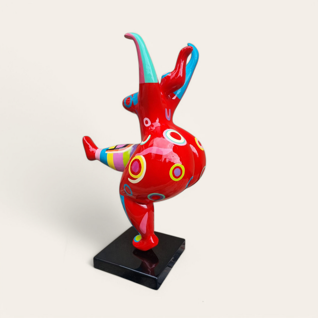 Nana Art Deco "Farbwirbel" abstrakte Figur, handbemalt, dynamisches Design. Bunte, einzigartige Skulptur.