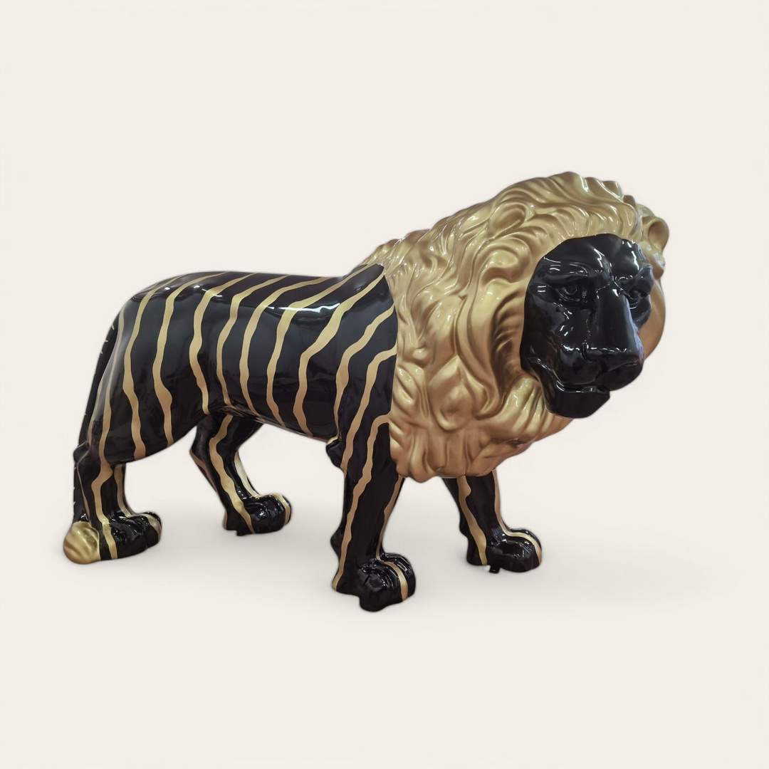 Löwe Statue lebensgroß Deko Figur schwarz Gold Italienische Design 190 cm 1 Löwe lebensgroß déco design bei shop.garten-fantasy.de