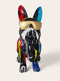 Französische Bulldogge mit brille bund bi 120 cm bei shop.garten-fantasy.de