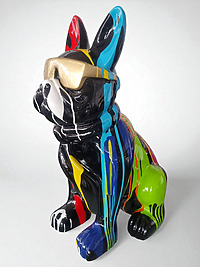 Französische bulldogge mit brille XXL Große Dekoration Hund bei Shop.garten-fantasy.de