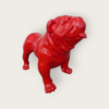 Englische Bulldogge, bunt lackiert: rote, lebensgroße Bulldoggen-Statue im modernen Design.