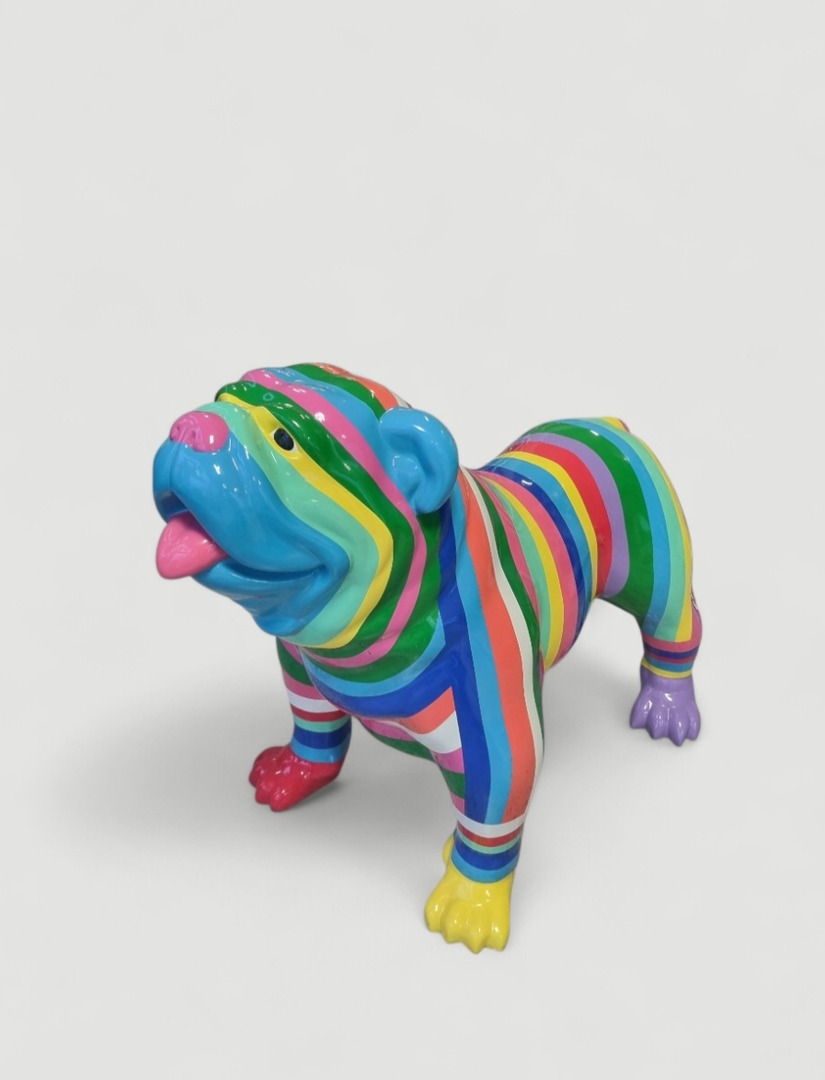 Handbemalte Englische Bulldoggen Deko Figur 90 cm– Ein Farbtupfer für Ihr Zuhause 1 Große Englische Bulldogge Deko Skulptur bei Garten-Fantasy
