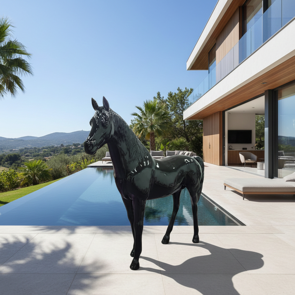 Lebensgrosser Pferd Skulptur Xxl Deko Figur Haus Und Garten Dekoration 230 Cm Gross Edited 3 Lebensgroße schwarze Pferd Skulptur XXL Deko Figur für Haus und Garten, 230 cm