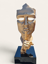 Golden Gesicht Der Flüsterer Große Gartendekoration skulpture bei shop.garten-fantasy.de