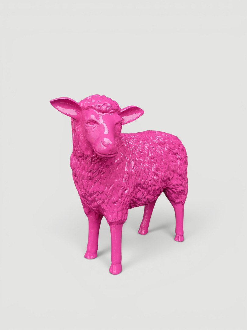 Pinke Schaf Lebensgroße Deko Schaf aus Kunststoff in leuchtendem Pink, 75 cm hoch.