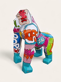 Pop-Art Gorilla Hadbemalt XXL Deko Figur bei shop.garten-fantasy.de