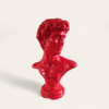 David-Büste römische Skulptur Statue, 55 cm groß, in auffälligem Rot.