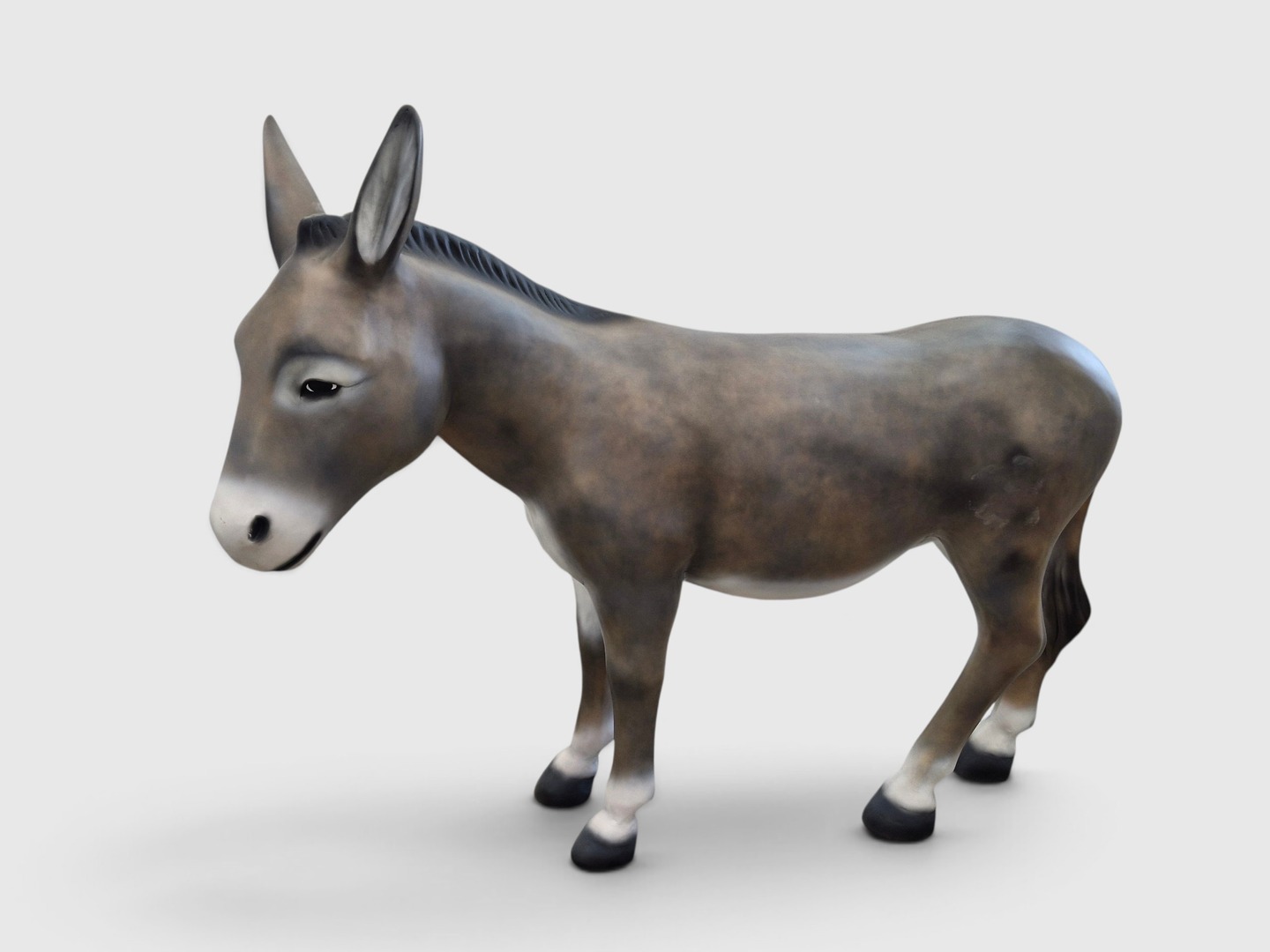 Esel little donkey asino Graue Schaf-Gartenfigur aus Keramik, 55 cm groß, für Haus und Garten.