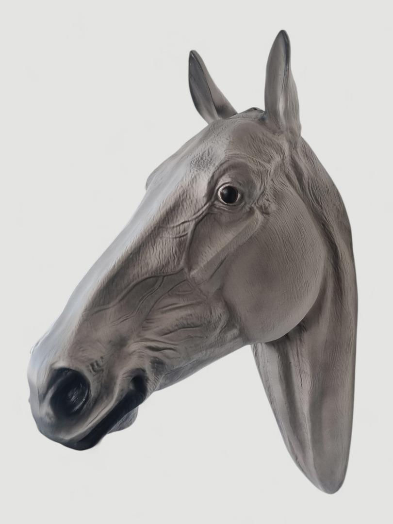 Grauer Pferdekopfwandschmuck als stilvolle Dekoration für Ihr Zuhause.