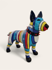Bullterrier Bunte design Deko figur bei shop.garten-fantasy.de