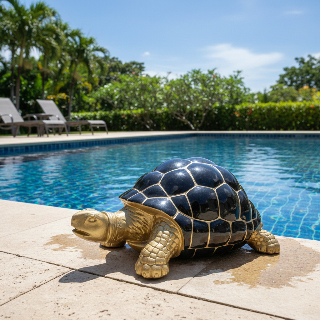 Große goldene Schildkröte 109 cm XXL Deko für Haus & Garten