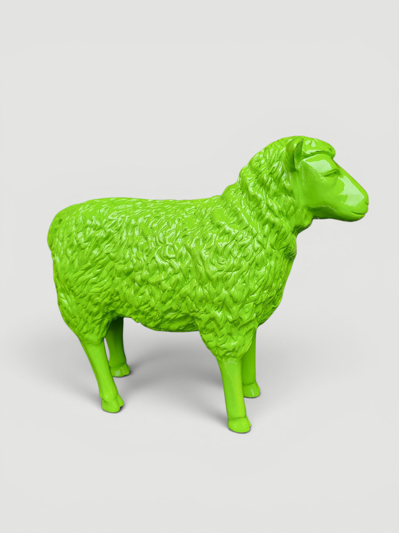 Schaf Grüne Schaf-Gartendekoration, lebensgroße 69 cm, detailreich.