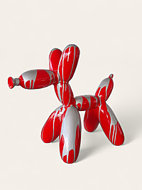 Wohnung Dekoration Ballon Hund: Roter und silberner Ballon Hund mit Kunstbemalung.