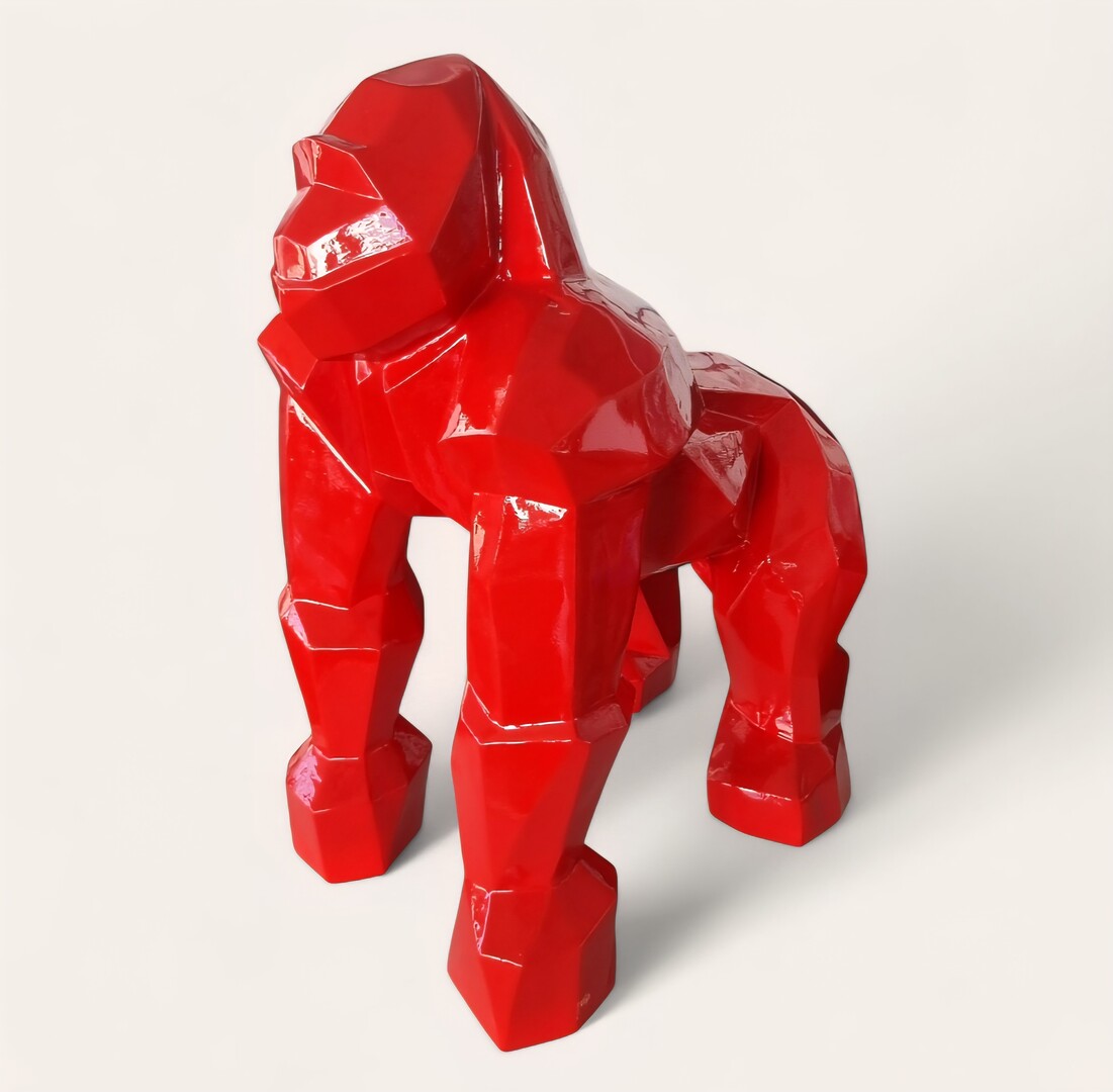 Gorilla Polygonal lackiert Design Deko Skulptur Affe King Kong 60 cm 1 Rote Gorilla Polygonal bei Shop.garten-fantasy.de
