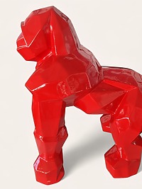 Roter Gorilla Polygonal lackiert Design Deko Skulptur Affe King Kong 60 cm